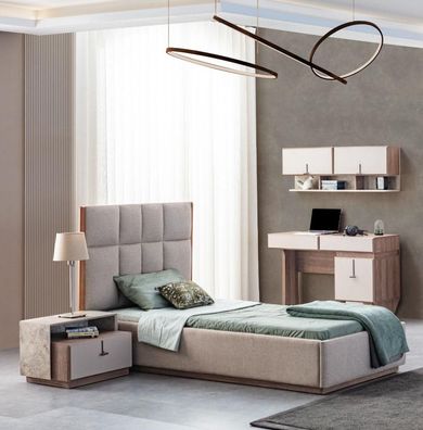 Kinderzimmer Möbel Designer Einzelbett Holz Nachttisch Schreibtisch 4Tlg