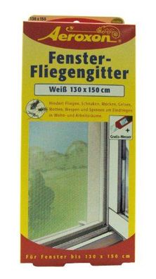 Aeroxon 43442 Fenster-Fliegengitter, weiß, 130 x 150 cm