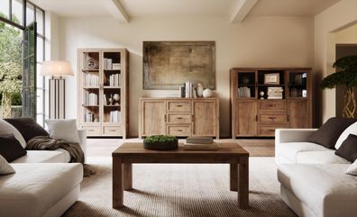Wohnzimmermöbel Set Designer Wohnzimmer Bücherschrank Kommode Vitrine 3Tlg. Neu