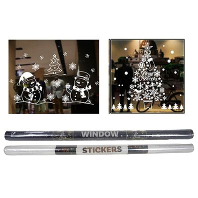 Weihnachts Fensterbild 2er Set - Advent Fenster Deko Sticker Folie selbstklebend