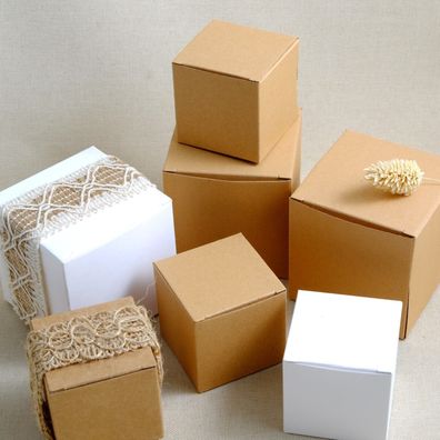 Kraftpapier Quadratische Schachteln Box Gastgeschenk Hochzeit Taufe 1SM03