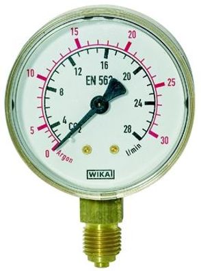 Riegler Manometer Argon, G 1/4 radial unten, 0 - 30 l/min (10 bar), Ø 63