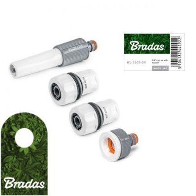 4-teiliges Sprühset Düse für 3/4" Schlauch WHITE LINE WL-5500-34 Bradas 2922