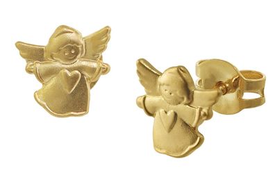 trendor Schmuck Kinder-Ohrringe Engel Gold 585 / 14K 08755