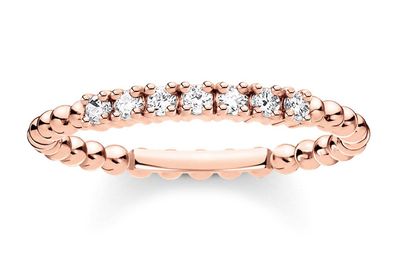 Thomas Sabo Schmuck Damenring Kugeln mit weißen Steinen roségoldfarben TR2323-416-14