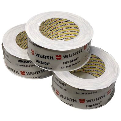 Würth 3 Rollen 25m Eurasol Folien Klebeband für Dämmung Dampfbremsen Dampfsperre