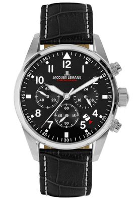 Jacques Lemans Herrenuhr Chronograph Barcelona Schwarz 42-2A