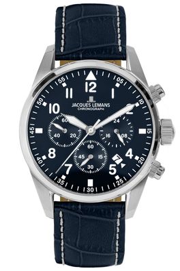 Jacques Lemans Herrenuhr Chronograph Barcelona Blau 42-2B