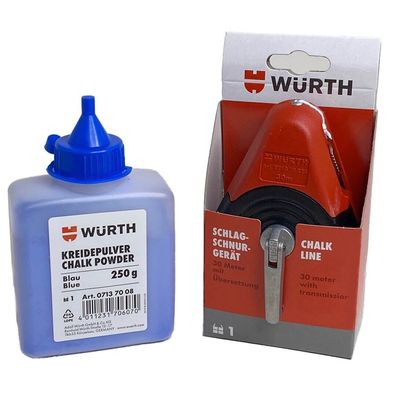 Würth Schlagschnurgerät 30m + Kreidepulver Set Maurerschnur Magnesium Gehäuse