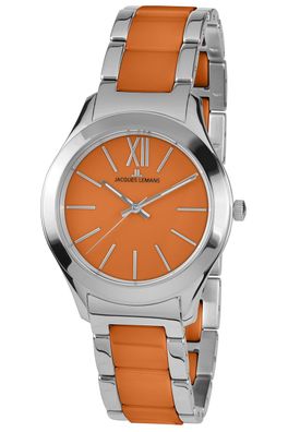 Jacques Lemans Damenuhr Keramik Stahl/Orange 1-1796L