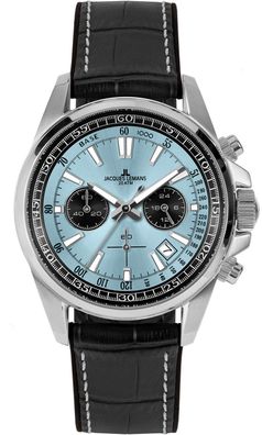 Jacques Lemans Herrenuhr Chronograph Liverpool Schwarz/Hellblau 1-2117R