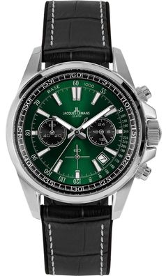 Jacques Lemans Herren-Armbanduhr Chronograph Liverpool Schwarz/Grün 1-2117T