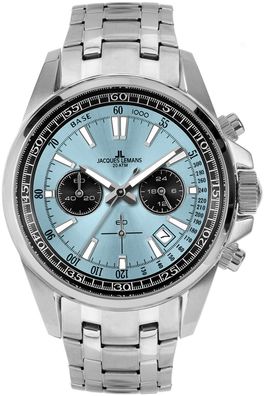 Jacques Lemans Herrenuhr Chronograph Liverpool Stahl/Hellblau 1-2117ZB