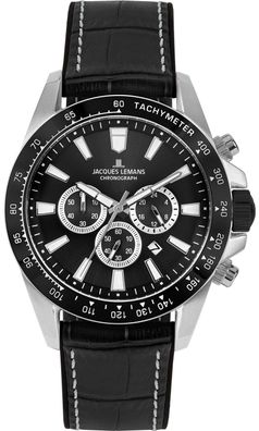 Jacques Lemans Herren-Armbanduhr Chronograph Liverpool Schwarz 1-2140A