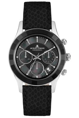 Jacques Lemans Damenuhr Chronograph Schwarz 1-2151A