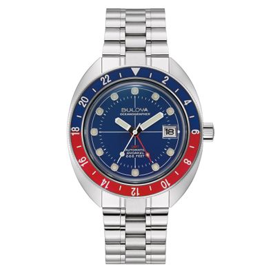 Bulova Herrenuhr Automatik GMT Blau/Rot Oceanographer 96B405