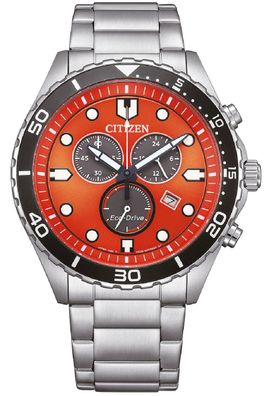 Citizen Eco-Drive Herrenuhr Chronograph Stahl/Orange AT2560-84X