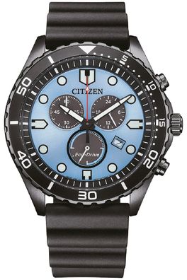 Citizen Eco-Drive Solar Herrenuhr Chronograph Schwarz/Hellblau AT2567-18L