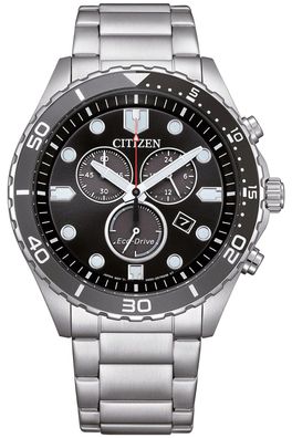 Citizen Eco-Drive Solar Herrenuhr Chronograph Stahl/Schwarz AT2568-82E