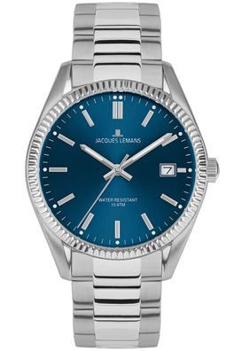 Jacques Lemans Herren-Armbanduhr Derby Edelstahl/Blau 50-3C