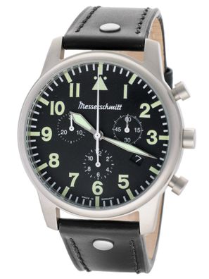 Messerschmitt Herrenuhr Chronograph für Flieger Schwarz ME-4544-SL