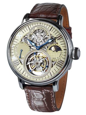 Poljot International Herrenarmbanduhr Tourbillon Skeleton Braun/Champagner 3360. T88