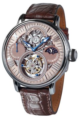 Poljot International Herren-Armbanduhr Tourbillon Skeleton Braun/Rosé 3360. T88-R