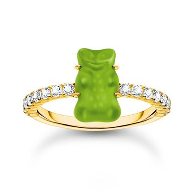 Thomas Sabo Schmuck Damenring Goldbär Grün Goldfarben TR2459-414-6