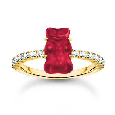 Thomas Sabo Schmuck Damenring Goldbär Rot Goldfarben TR2459-414-10