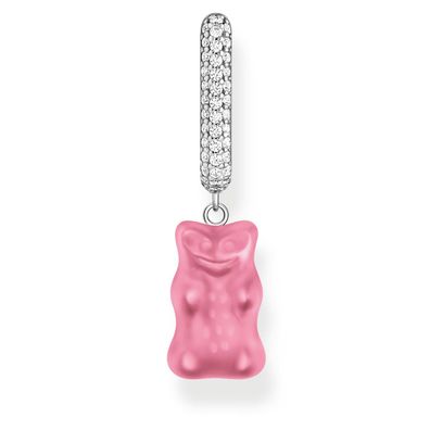 Thomas Sabo Schmuck Ohrring Einzel-Creole Pinkfarbener Goldbär Silber CR727-052-9