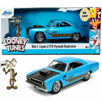 Looney Tunes Roadrunner Plymouth 1970 Auto + Coyote Figurenset