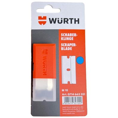 10x Würth Schaber Ersatzklingen Kochfeld- Aufkleber- Glasschaber 0714663351