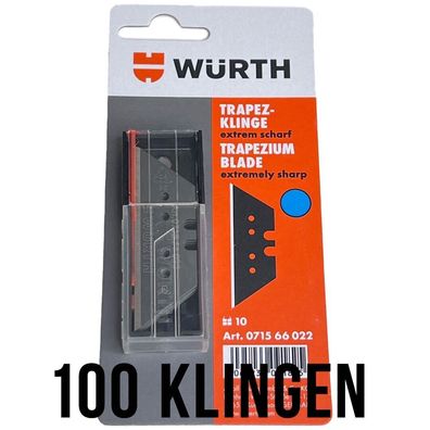 100x Würth Trapezklinge extrem scharf im Spender zu 10 Ersatzklingen 071566022