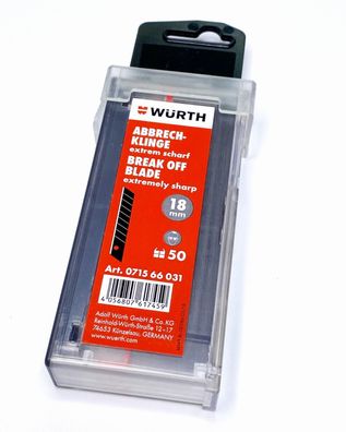 Würth 50er Pack Abbrechklingen 18mm extrem scharf für Cuttermesser Teppichmesser