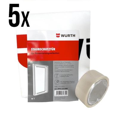 5x Würth Staubschutztür mit Reißverschluss Bautür 1,10m x 2,20m 0992419990