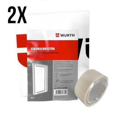 2x Würth Staubschutztür mit Reißverschluss Bautür 1,10m x 2,20m 0992419990