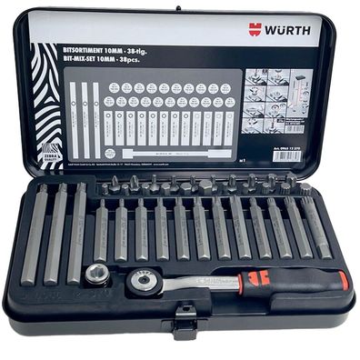 Würth Zebra Bit Sortiment 3/8 Zoll 10mm Ratsche 38tlg Torx Vielzahn TX 096512370