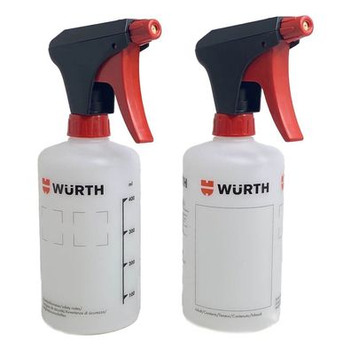 2x Würth Universal Sprühflasche 500ml transparent Drucksprüher Pumpflasche