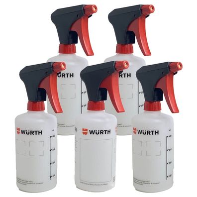 5x Würth Universal Sprühflasche 500ml transparent Drucksprüher Pumpflasche