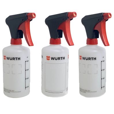 3x Würth Universal Sprühflasche 500ml transparent Drucksprüher Pumpflasche