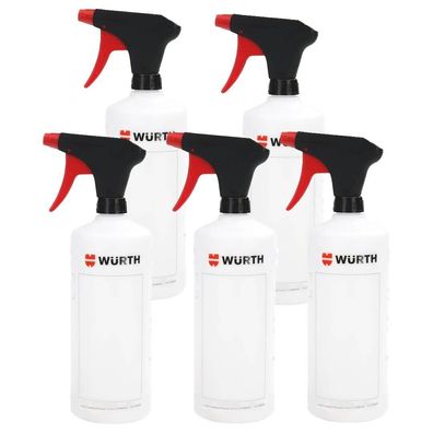 5x Würth Universal Sprühflasche 1000ml transparent Drucksprüher Pumpflasche