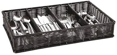 Sambonet Tavola Table Polyrattan schwarz Besteckbehälter 42584-05