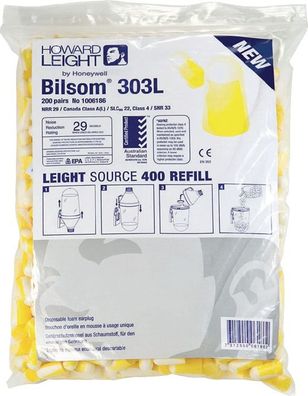 Gehörschutzstöpsel Bilsom 303L EN 352-2 SNR 33 dB Nachfüllpack 200 PA/Pack, r.L