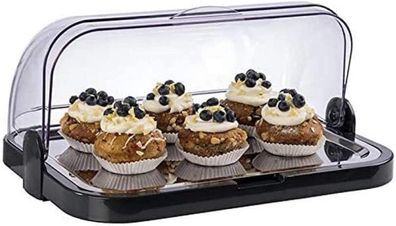 APS Buffetvitrine Schwarz 9104 –1x Schale rostfreies Edelstahl-Tablett