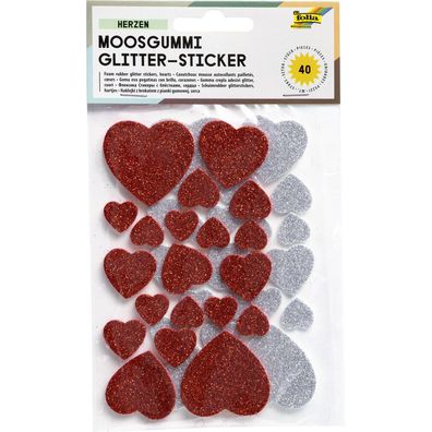 Moosgummi Glitter-Sticker HERZEN I