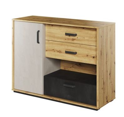 Kommode Qubic QB-07, Sideboard mit 3 Schubladen und Tür