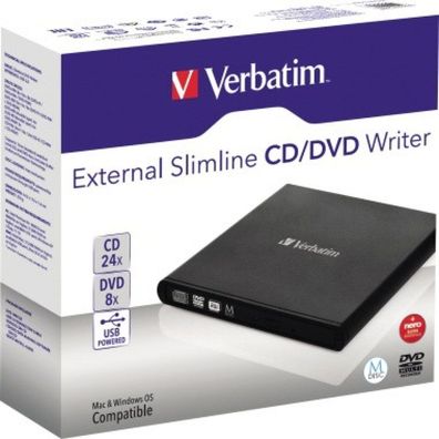 External Slimline CD/DVD Writer, externer DVD-Brenner (schwarz)