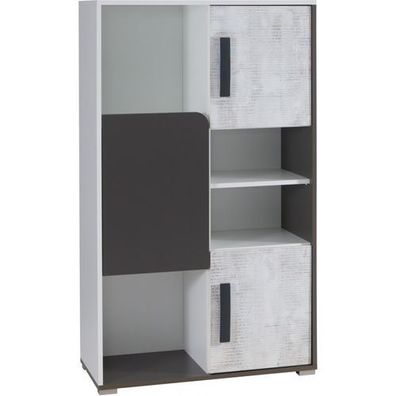 Schrank Bruno Hochschrank mit 2 Türen Highboard Kommode für Jugendzimmer