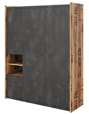 Kleiderschrank Fargo FG01 Schrank Drehtürenschrank 3 Türiger mit Kleiderstange