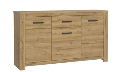 Kommode Havanna HVNK232, Sideboard mit 1 Tür und 3 Schubladen, Alteiche Dekor